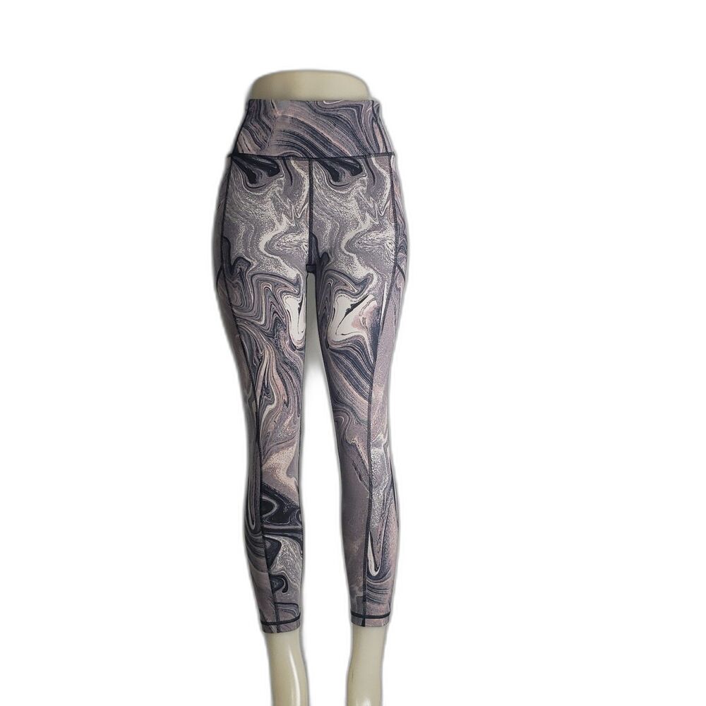 VSX Victorias Secret Leggings Womens 12 Black Pink Multi Marble Activewear
